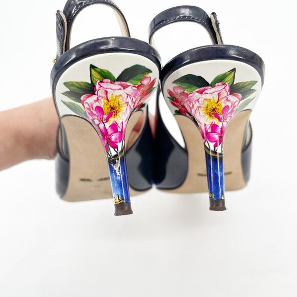 Dolce & Gabbana Multicolor Floral Crystal Embellished Slingback Pumps IT 39 - Picture 12 of 16